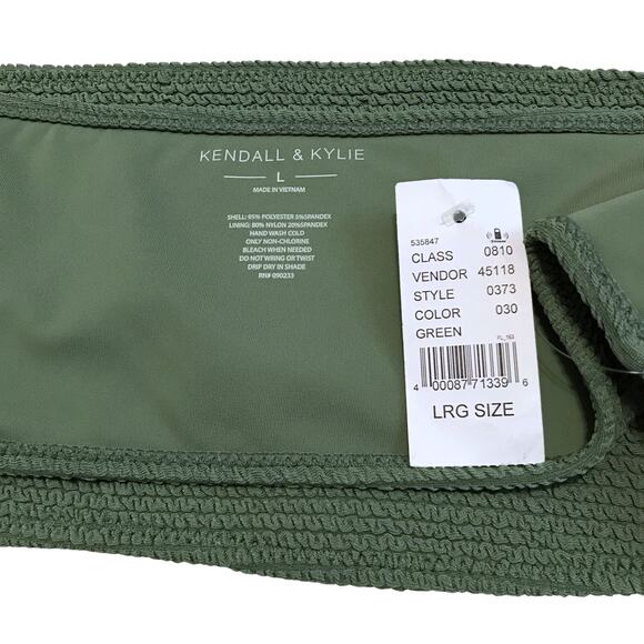 Kendall & Kylie NWT Green Bandeau Swim Top Women L - Picture 5 of 5